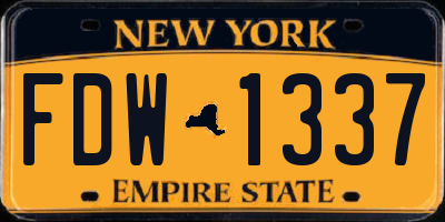 NY license plate FDW1337