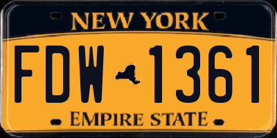 NY license plate FDW1361
