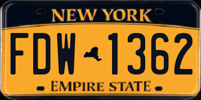 NY license plate FDW1362