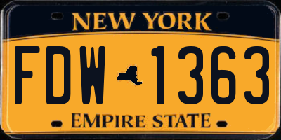 NY license plate FDW1363