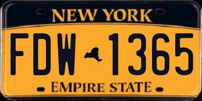 NY license plate FDW1365