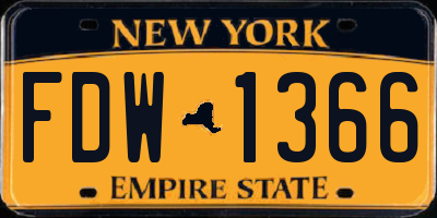 NY license plate FDW1366
