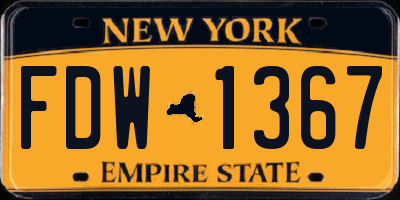 NY license plate FDW1367
