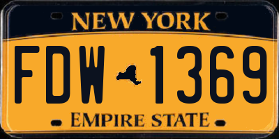 NY license plate FDW1369