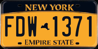 NY license plate FDW1371