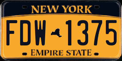 NY license plate FDW1375