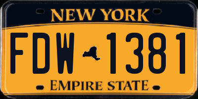 NY license plate FDW1381