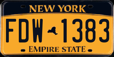 NY license plate FDW1383