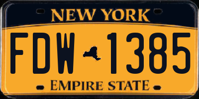 NY license plate FDW1385