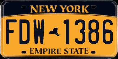 NY license plate FDW1386