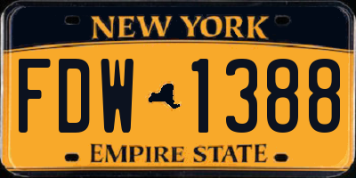 NY license plate FDW1388