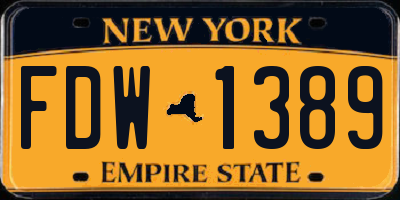NY license plate FDW1389