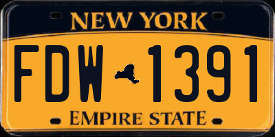 NY license plate FDW1391