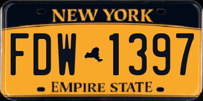 NY license plate FDW1397