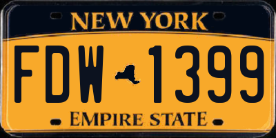 NY license plate FDW1399