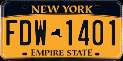 NY license plate FDW1401