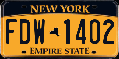 NY license plate FDW1402