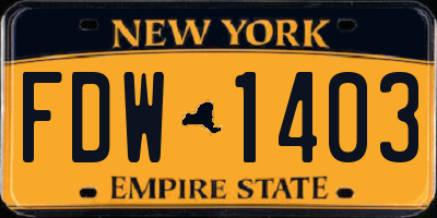 NY license plate FDW1403