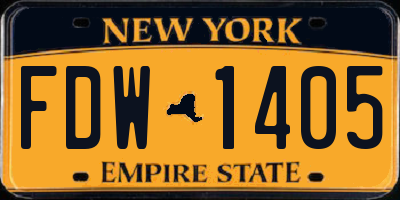NY license plate FDW1405