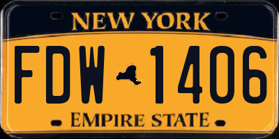 NY license plate FDW1406