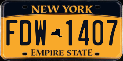 NY license plate FDW1407