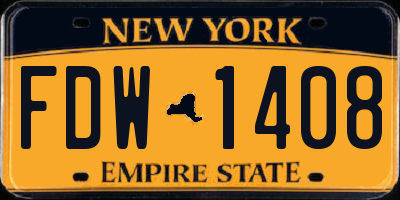 NY license plate FDW1408