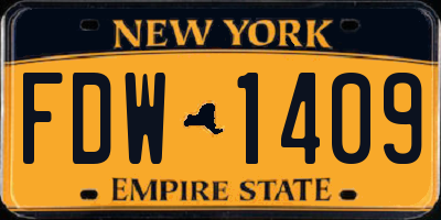 NY license plate FDW1409
