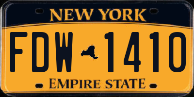 NY license plate FDW1410