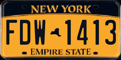 NY license plate FDW1413