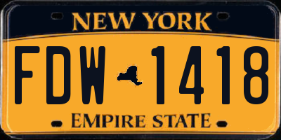 NY license plate FDW1418