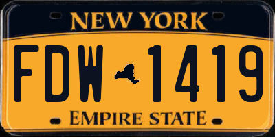 NY license plate FDW1419