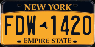 NY license plate FDW1420