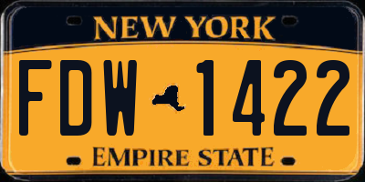NY license plate FDW1422