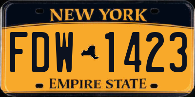 NY license plate FDW1423