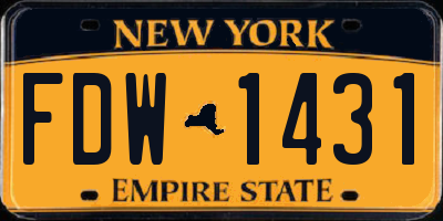 NY license plate FDW1431