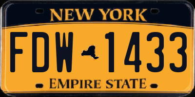 NY license plate FDW1433
