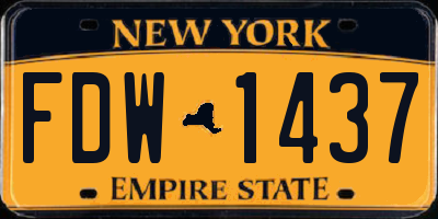 NY license plate FDW1437
