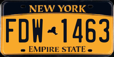 NY license plate FDW1463