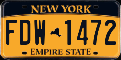NY license plate FDW1472