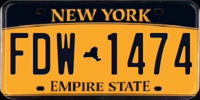 NY license plate FDW1474