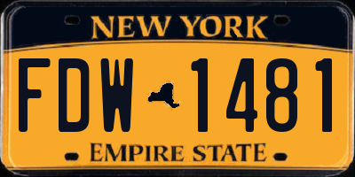 NY license plate FDW1481