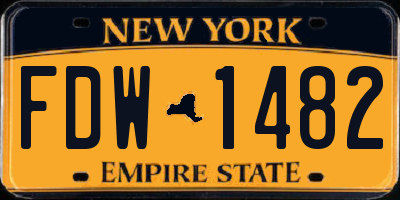 NY license plate FDW1482
