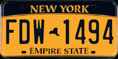 NY license plate FDW1494