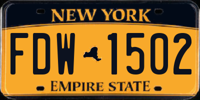 NY license plate FDW1502