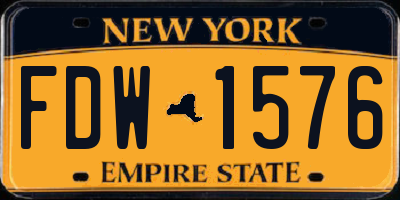 NY license plate FDW1576