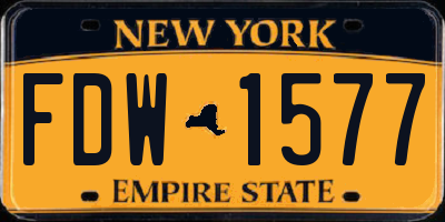 NY license plate FDW1577