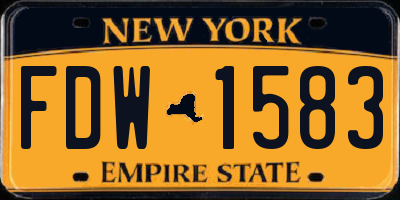 NY license plate FDW1583