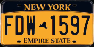 NY license plate FDW1597