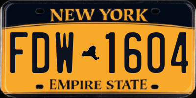 NY license plate FDW1604