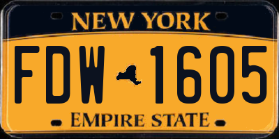 NY license plate FDW1605